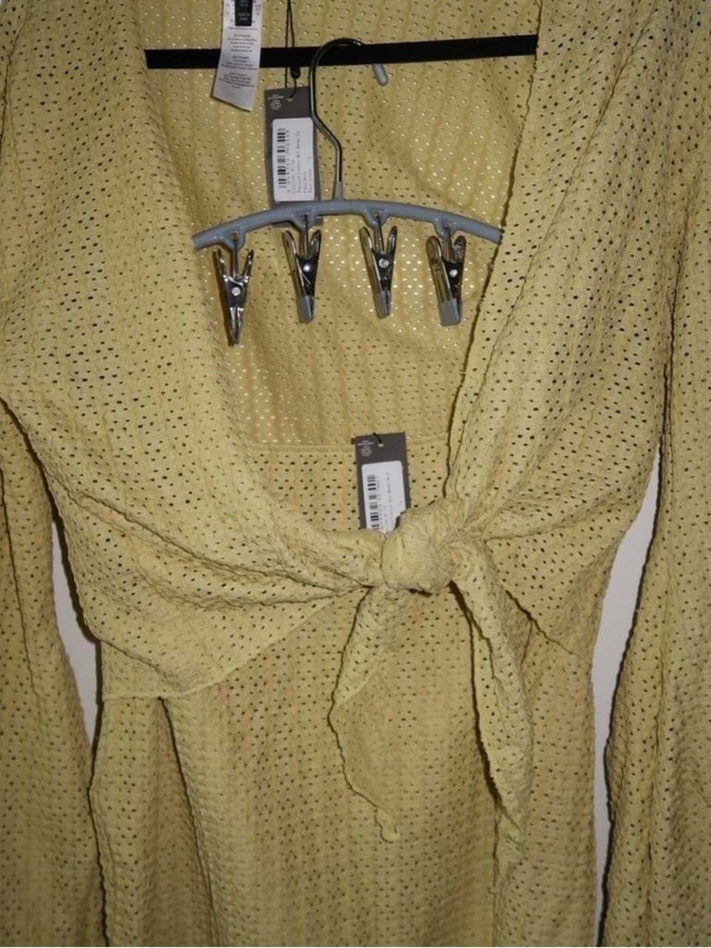 PrettyLittleThing Yellow Crochet Tie Front Swim Coverup